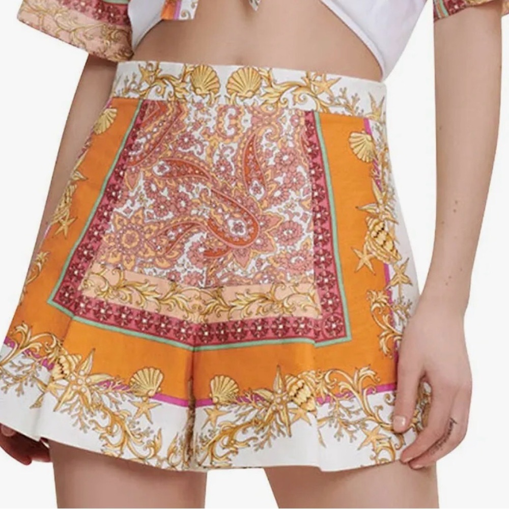 Maje Women's Foulardco Linen Shorts with Scarf Print